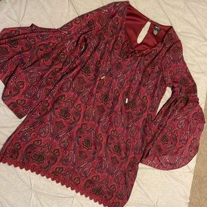 Paisley bell sleeve dress